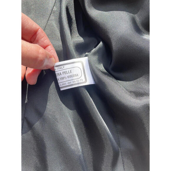 Peruzzi Italian Ultra Soft Black Leather Womens Jacket Sz XL Flip Cuff Full Zip - Picture 8 of 8